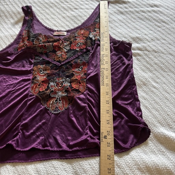 Vintage Purple Embroidery Lace Silky Babydoll Camisole Y2K Feminine Sensuous SzL - Picture 9 of 9